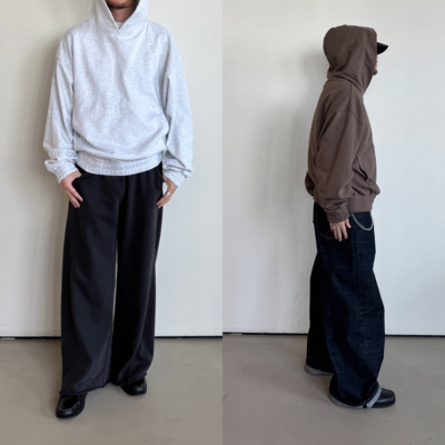 大地色系重磅廓形连帽卫衣