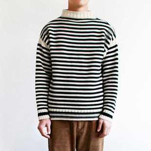 乳白条纹羊毛质感海员毛衣 Stripe Guernsey Sweater