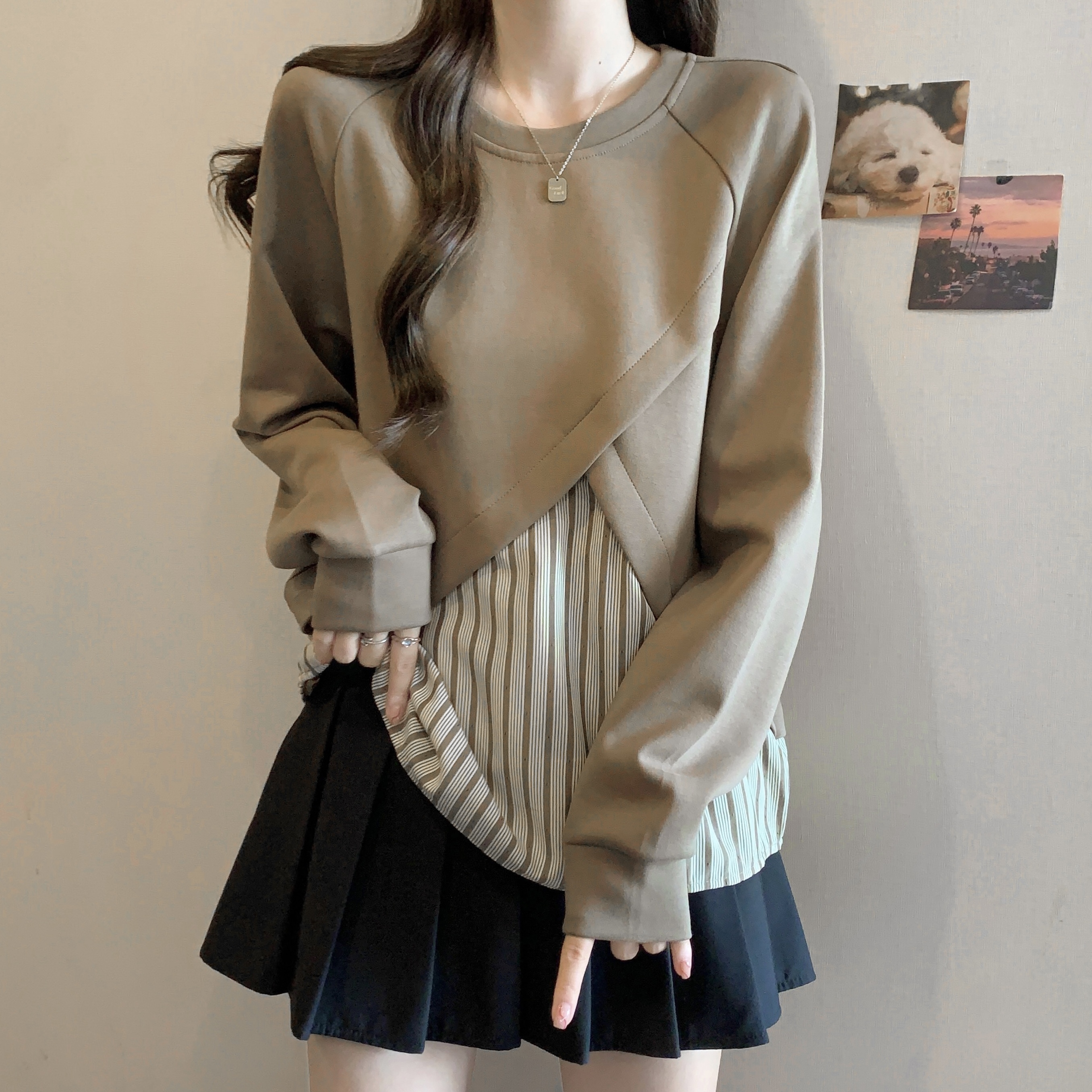 哺乳衣外出大码上衣秋季设计感休闲宽松哺乳装产后嫩妈喂奶衣T恤