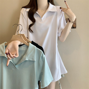 显瘦遮肚喂奶衣产后期潮妈上衣 T恤时尚 夏季 哺乳衣外出Polo领短袖