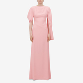 连衣裙个性 时尚 高端大气妈妈装 2024新年会长款 粉色晚礼服年会新款