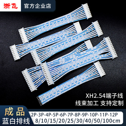 浙飞XH2.54端子蓝白排线线束加工