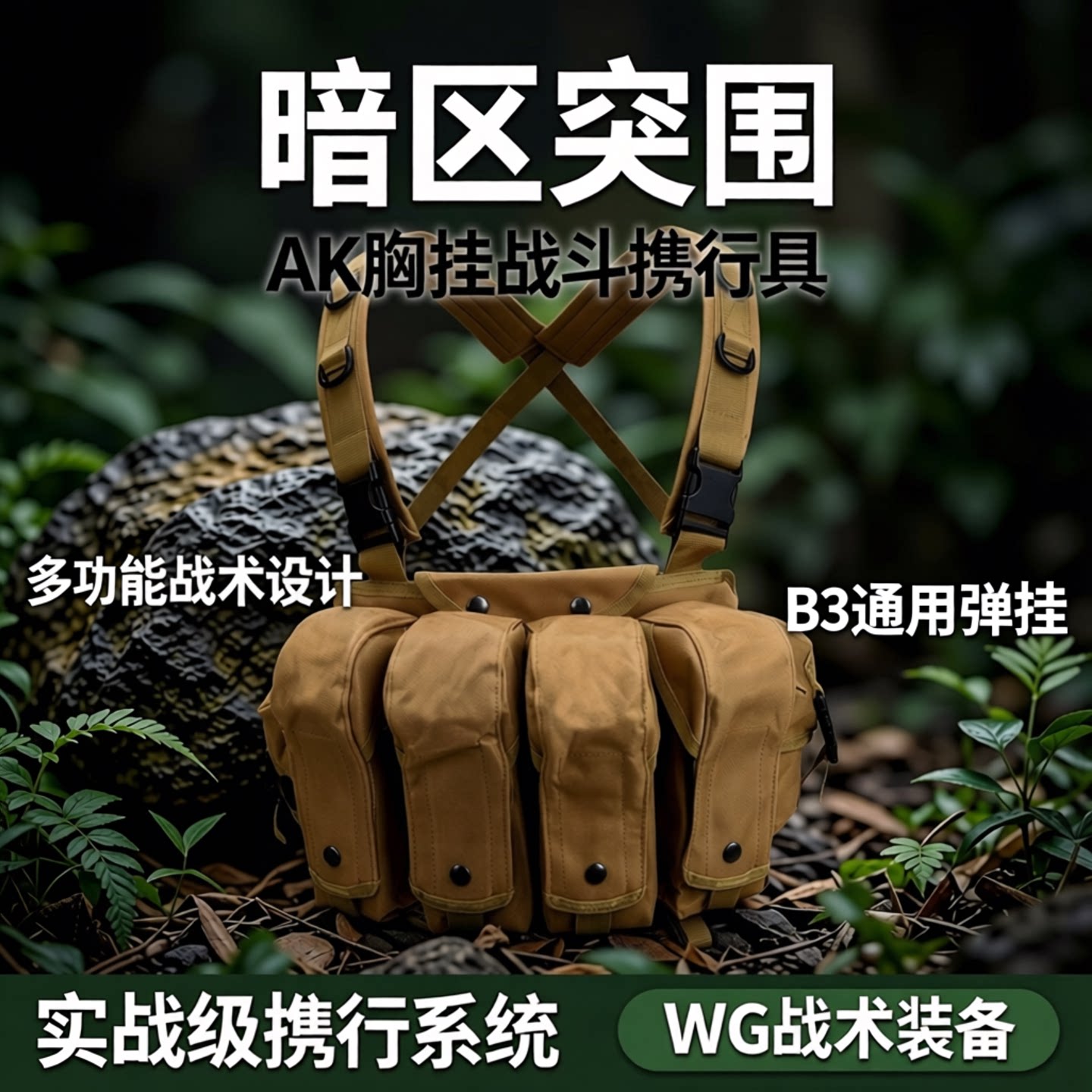 暗区突围弹挂甲战术肚兜ak胸挂战斗携行具多功能马甲b3单挂背心wg