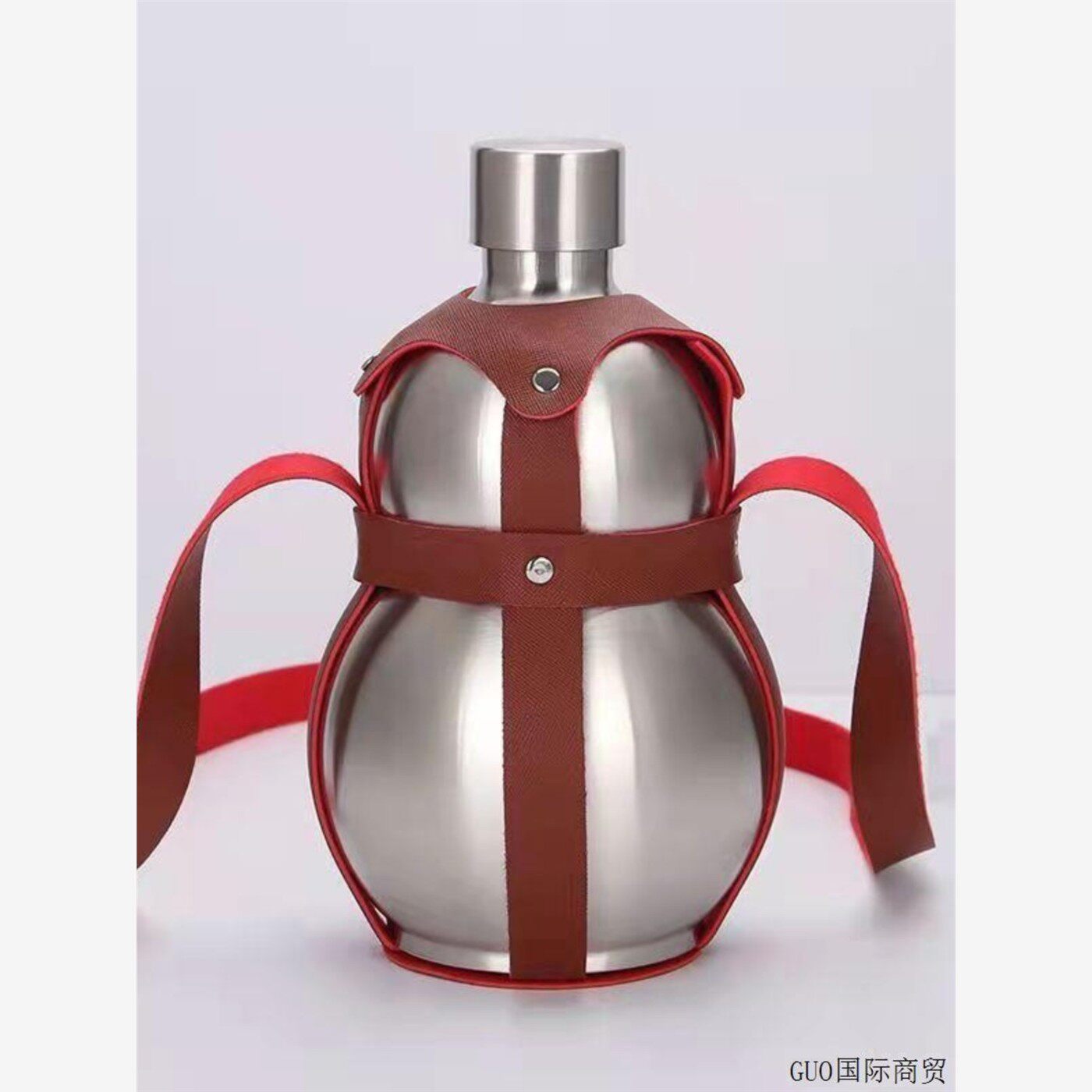 304不锈钢酒壶5斤户外便携酒葫芦加厚酒葫芦2斤金色款皮套半斤装