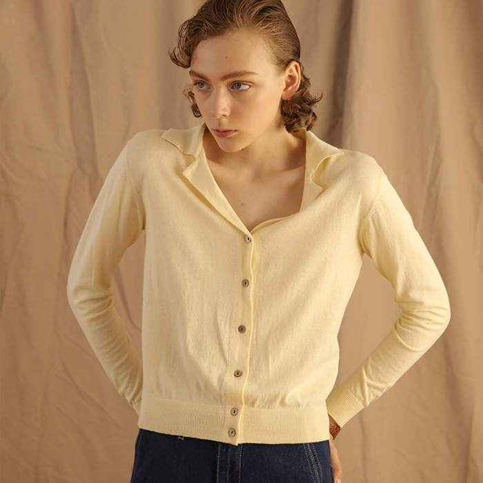 mannee柔软随性简约鹅黄针织衫