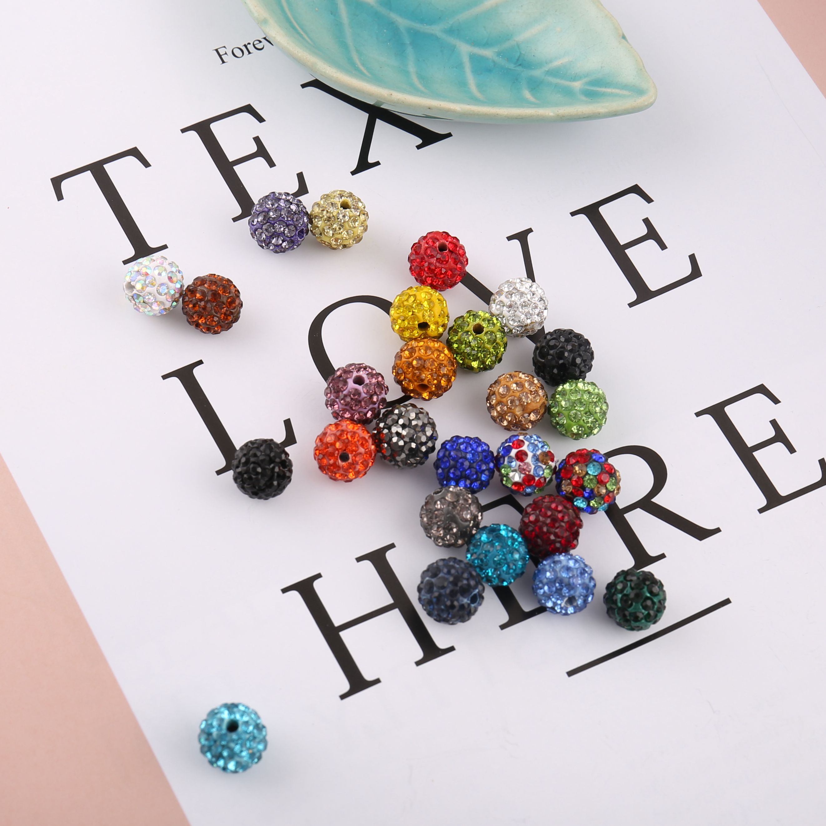 DIY配件香巴拉散珠满钻软陶泥水钻球手链耳钉配饰多色工串珠材料