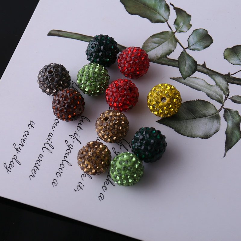 12mm彩色陶瓷钻球 水钻镶钻球珠手工香巴拉圆珠散珠串珠饰品材料