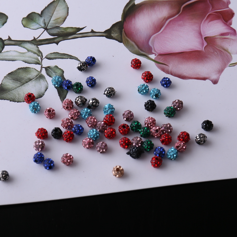 DIY配件彩色香巴拉水晶散珠满钻水钻球4MM饰品镶钻圆珠10个/包