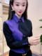 新款 弹力纯棉翻领长袖 衬衫 港风冬季 女春秋修身 显瘦通勤职业OL衬衣