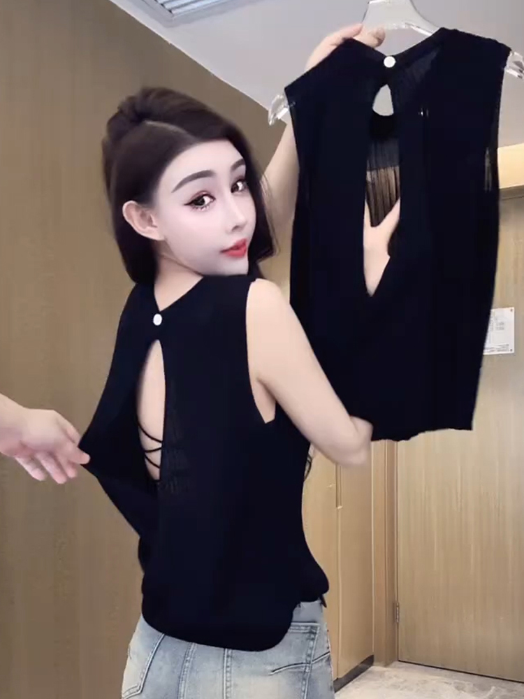 夏季镂空设计感外穿新款针织背心