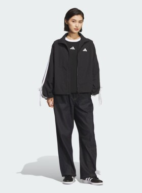 Adidas/阿迪达斯女子25年秋新款蝴蝶结三条纹立领夹克外套 KT5003