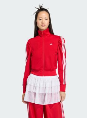 阿迪达斯三叶草女子26年春短款花苞袖漏斗领夹克外套KS1362 1363