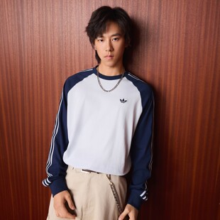 阿迪达斯三叶草男子26年春新款拼色条纹纯棉长袖T恤HZ3829 KV4703