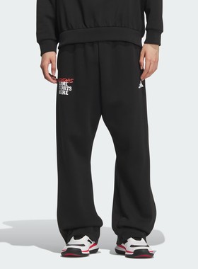 阿迪达斯男子25年冬款篮球加绒侧开排扣宽松运动裤 KC2800 KC2801