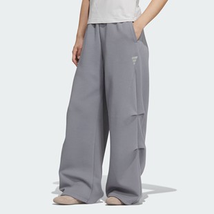 阿迪达斯女子25年冬款双层针织透气宽松直筒运动裤 KS0077 KS0078