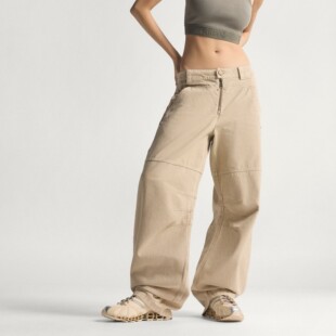 阿迪达斯三叶草女子26年春运动工装纯棉宽松直筒裤KC8892 KE1066