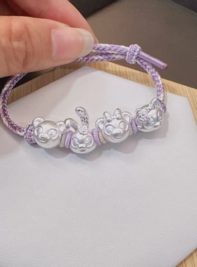 S999足银迪士尼卡通雪莉玫diy手工编绳转运珠子手链串珠配件