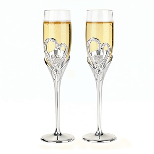 欧式结婚礼物敬酒对杯包银戒指镶钻高脚杯香槟杯新人交杯酒杯包邮