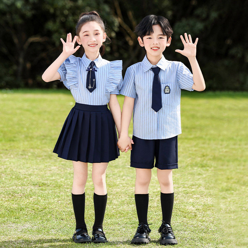 幼儿园园服学院英伦风六一儿童合唱朗诵演出服夏季衬衫小学生班服