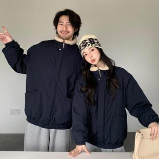 网红亲子装炸街秋冬复古休闲外套一家三口四口毛领加厚棉衣母女装