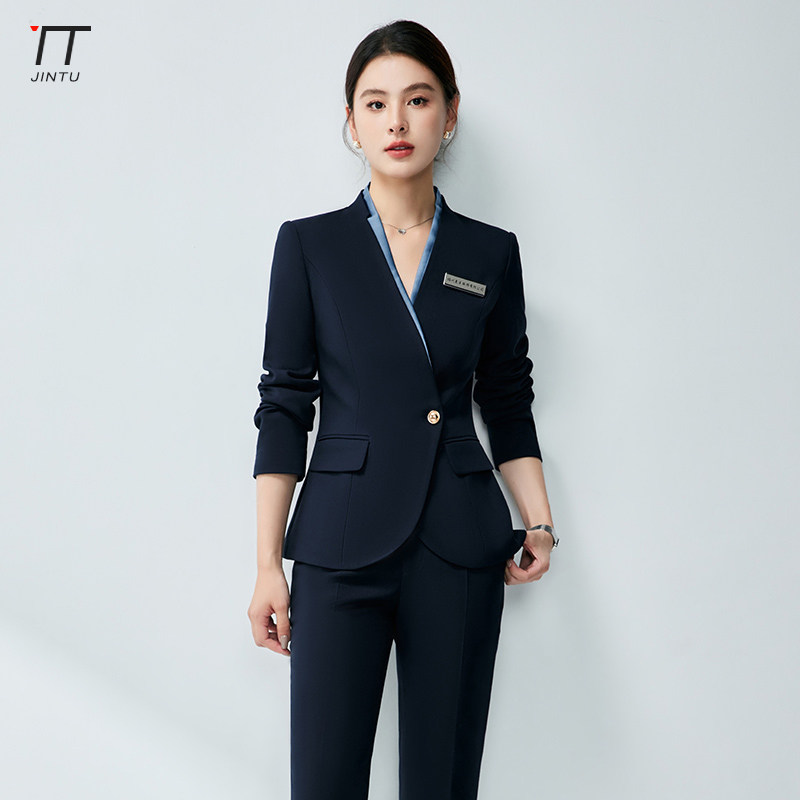 2025新款职业套装女秋冬季酒店前台售楼部物业高端西装正装工作服