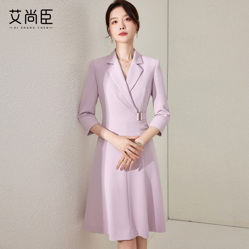 高级感职业连衣裙女秋新款时尚商务英伦风教师面试正装显瘦西装裙