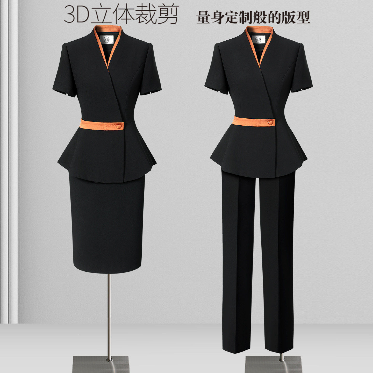 黑色西装套装女夏薄款短袖2026新款高级设计感中式工作服职业气质