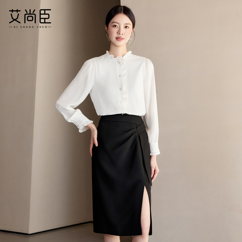 艾尚臣花边领miu系白衬衫女夏季新款气质女士衬衣高级感漂亮上衣