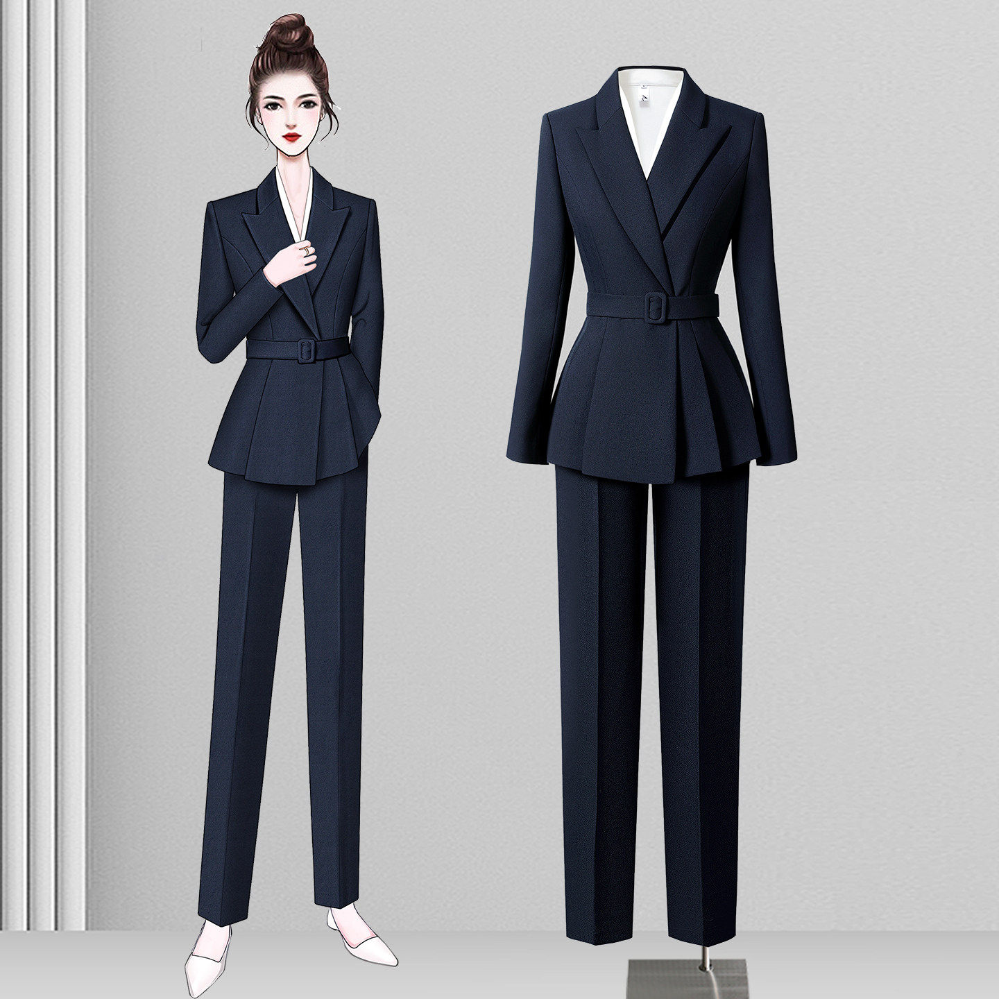 职业西装套装女春秋时尚收腰气质干练经理高端商务通勤正装工作服