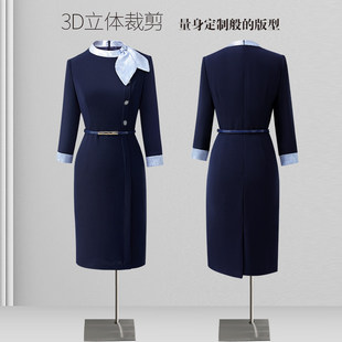 职业连衣裙气质时尚酒店前台接待售楼部物业案场客服工作服女春秋