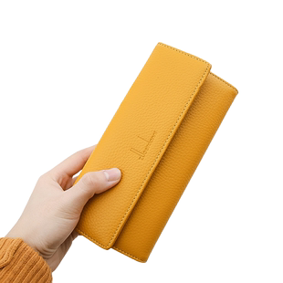 佐尔丹妮新款女士钱包长款真皮三折票夹韩版牛皮零钱夹女钱包