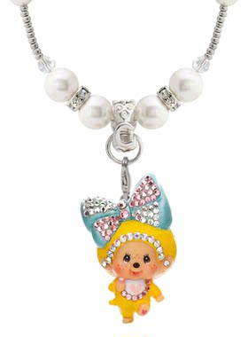 正品萌趣趣monchhichi蒙奇奇ss串珠三色项链可爱女款女童亲子饰品