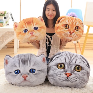 创意仿真3D猫头靠垫喵星人猫咪抱枕家靠枕可拆洗坐垫生日礼物女生