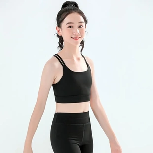 女童瑜伽服套装运动跑步短款背心儿童健身舞蹈训练五分短裤两件套
