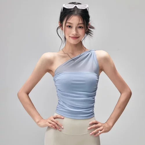 健身瑜伽服一体式运动背心防震外穿瑜伽服内衣网纱普拉提训练上衣