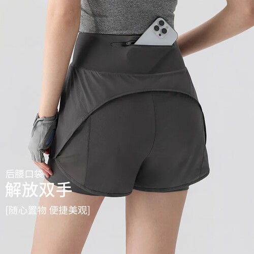 假两件短裤高腰瑜伽裤女运动健身紧身裤显瘦防走光跑步裤三分裤