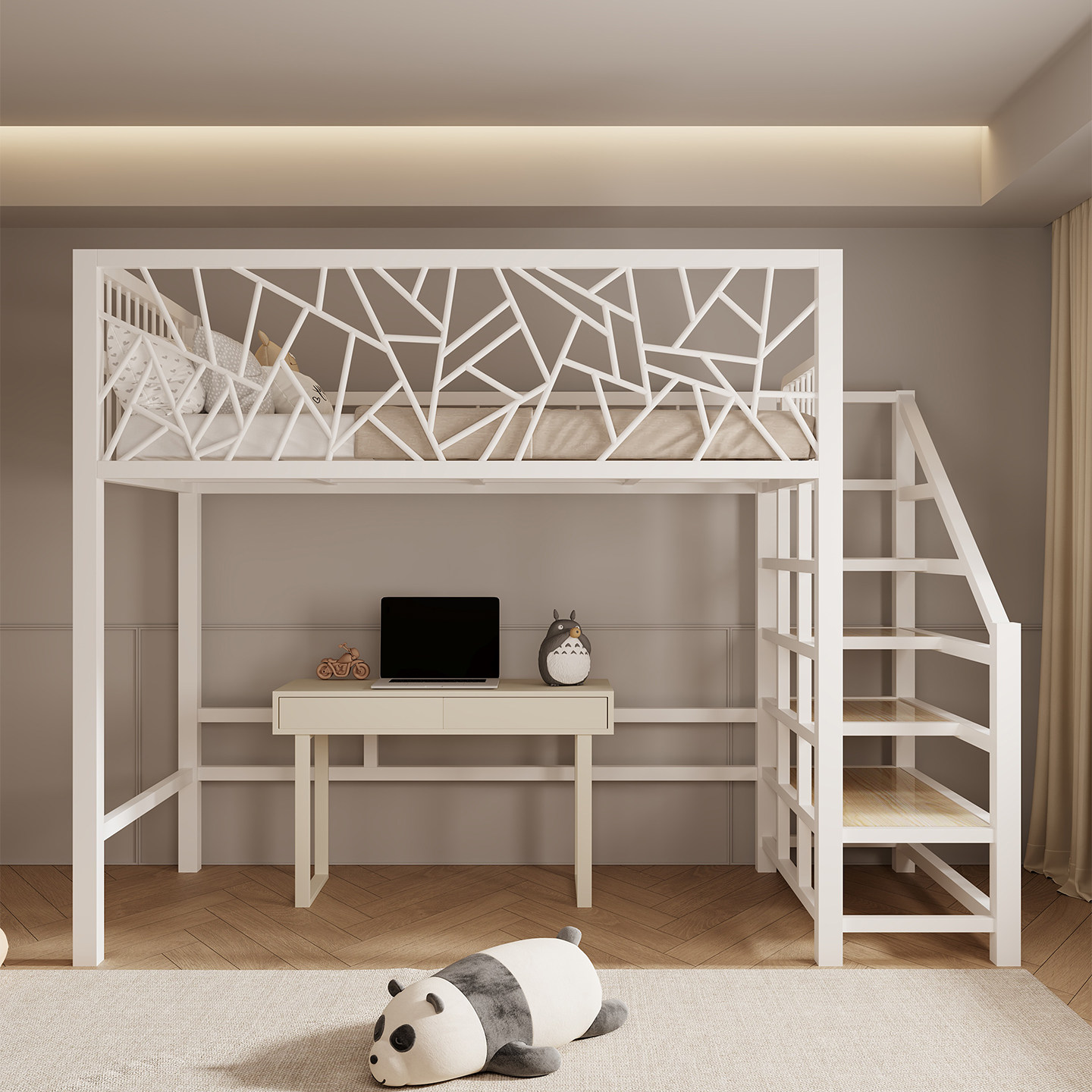 简约现代铁艺高架床省空间环保加厚小户型上床下空树屋家用定制,住宅家具,铁艺/钢木床,淘宝优惠券,粉丝福利购,淘宝优惠卷