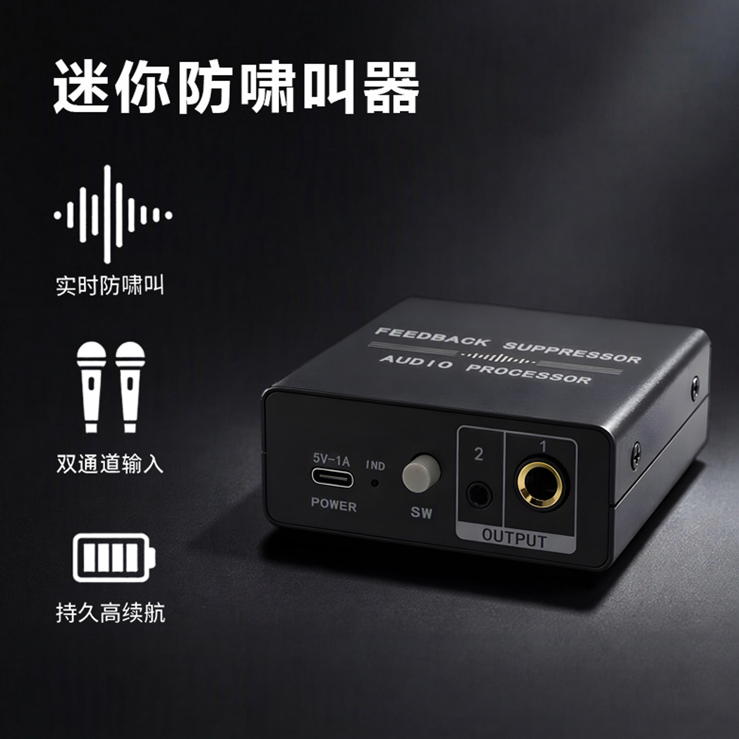 便携式迷你防啸叫音频处理器户外K歌拉杆音箱会议功放调音台通用