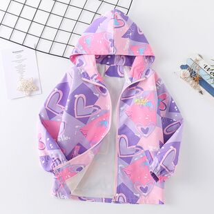 女童外套薄款春装儿童连帽上衣春秋新款中大童时尚女孩洋气秋装潮