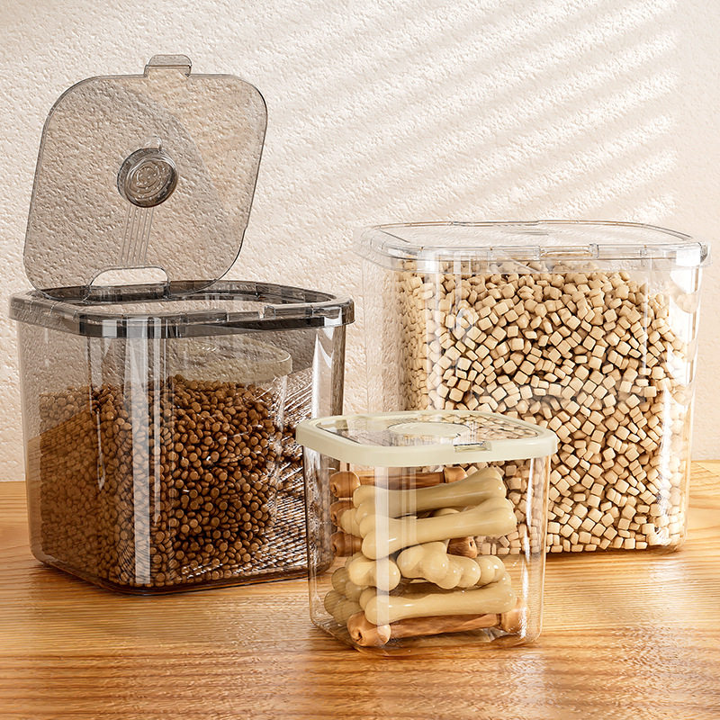 密封宠物储粮桶猫狗食物零食冻干收纳筒翻盖透明防潮家用收纳盒