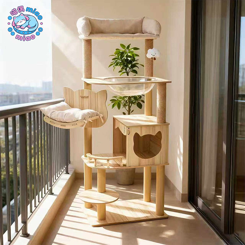猫爬架猫树一体大型木质房太空舱