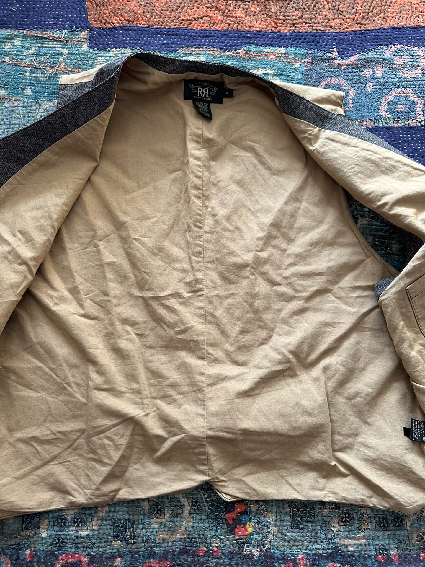 RRL Ralph Lauren Gray Pepper-Salt Vest — label