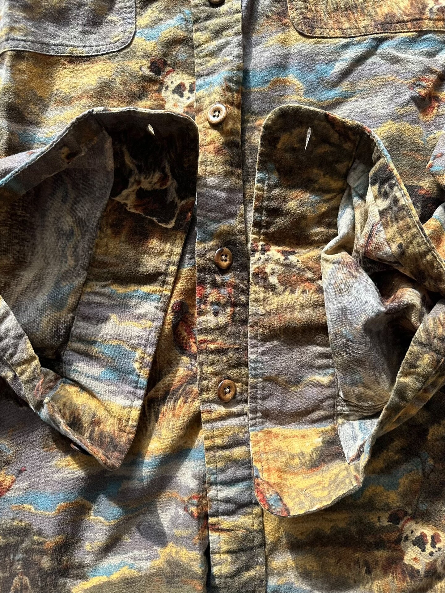 RRL Hunting Dog Print Long-Sleeve Shirt — label