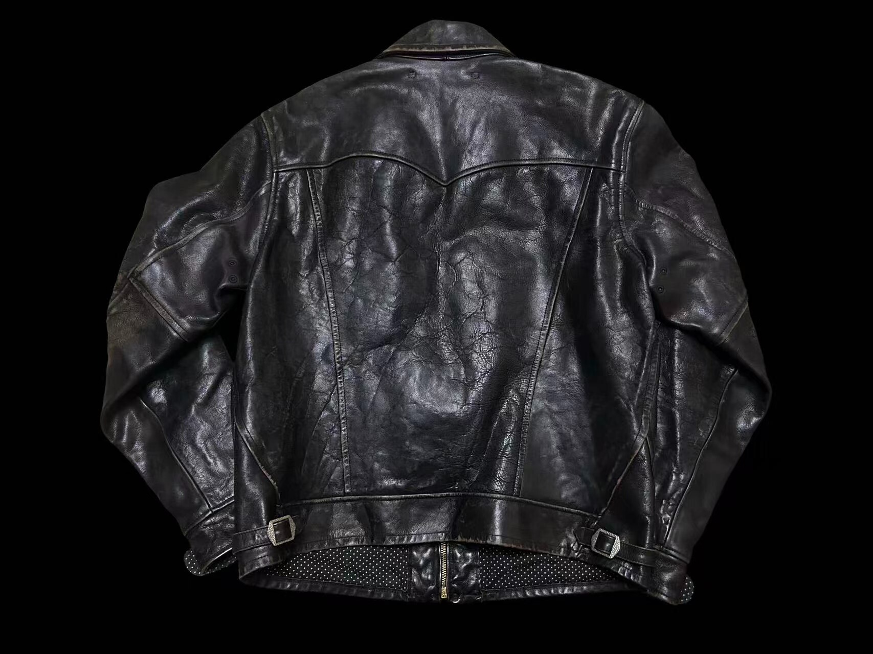 RRL Mendoza Distressed Leather Jacket — detail