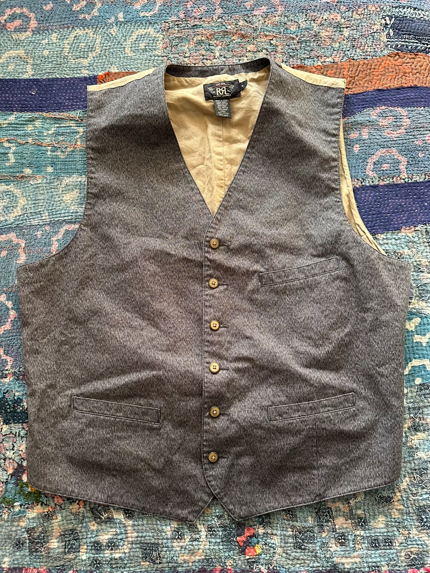 RRL Ralph Lauren Gray Pepper-Salt Vest
