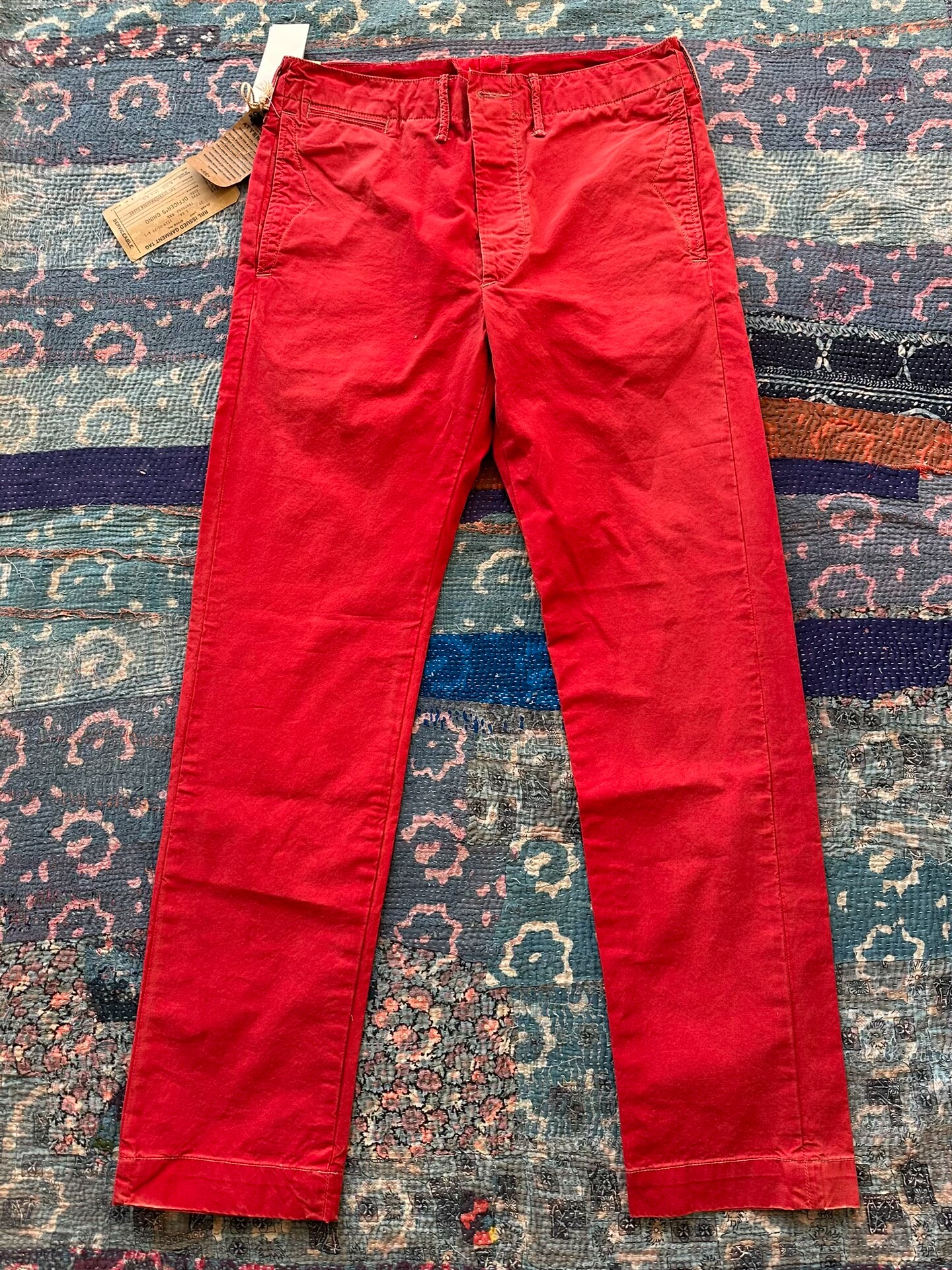 RALPH LAUREN Red Distressed Casual Pants