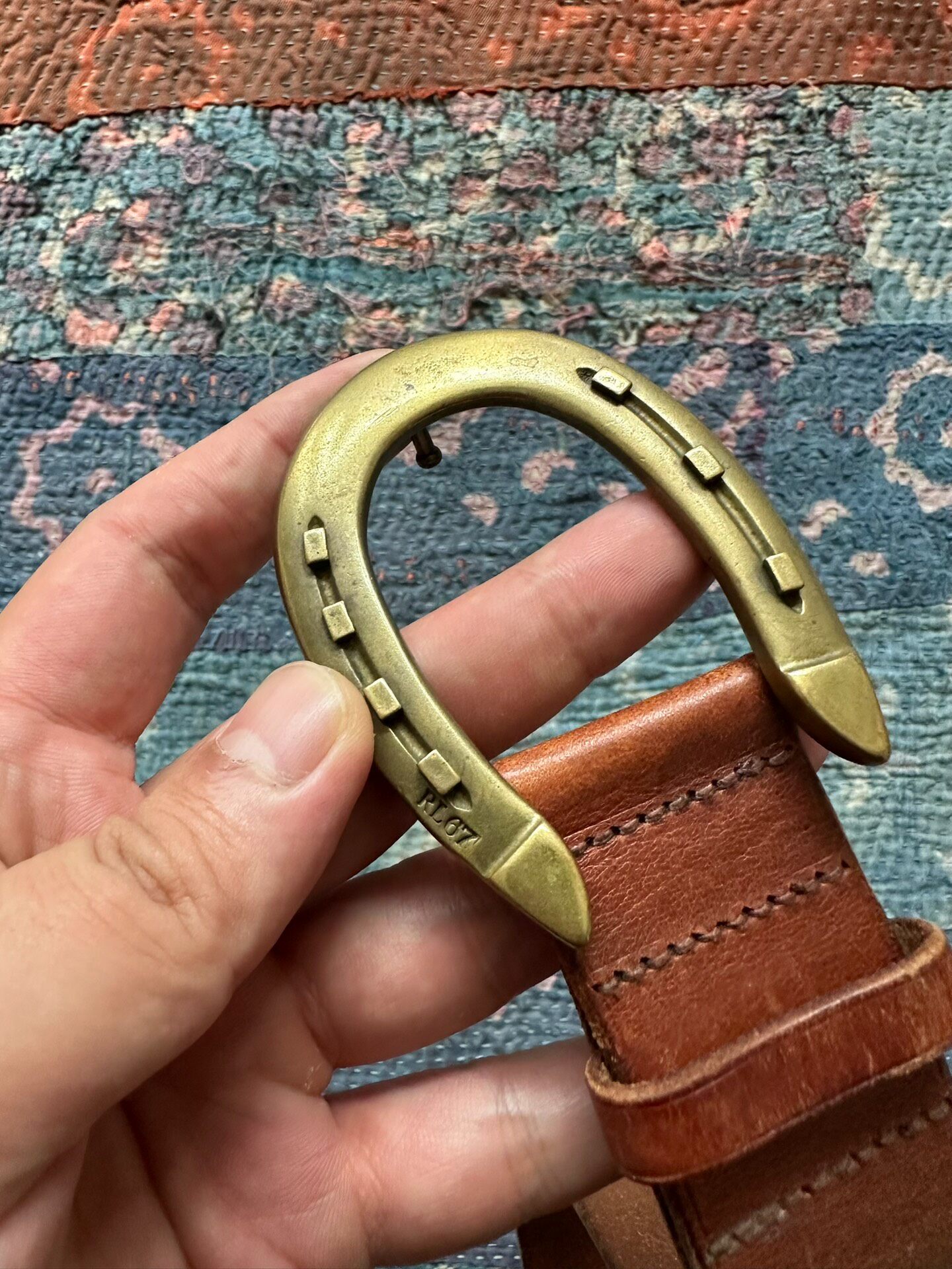 Polo Ralph Lauren Horseshoe Leather Belt — detail