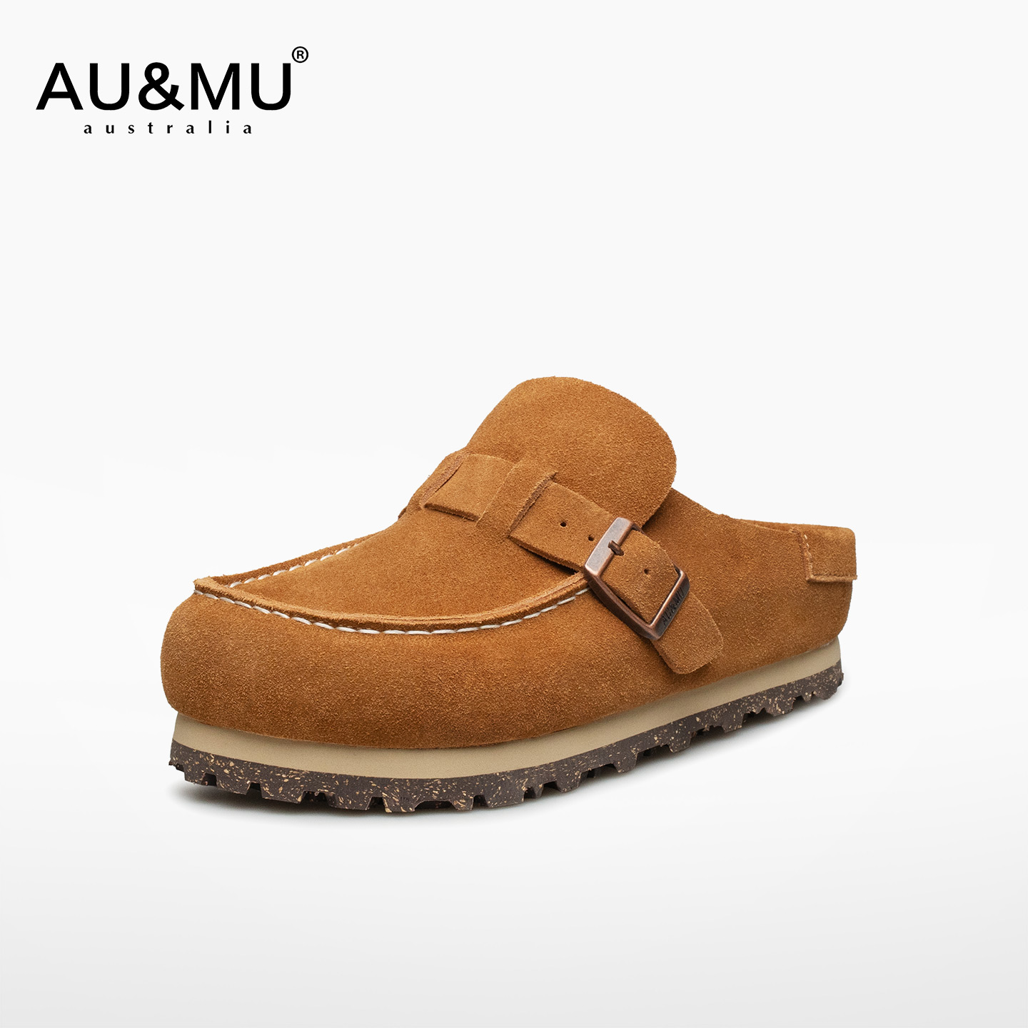 AUMU马衔扣一脚蹬博肯拖鞋