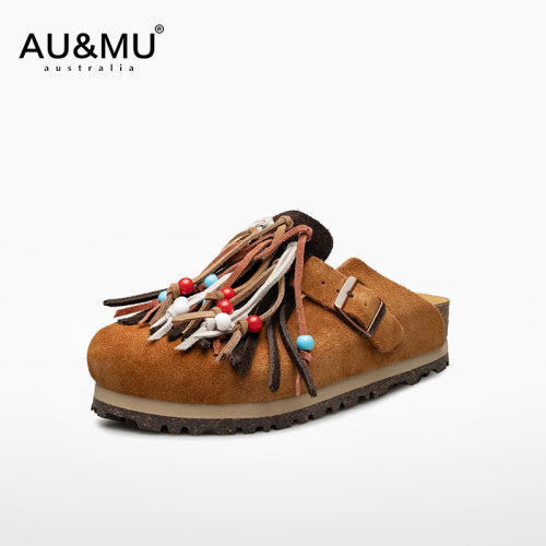 AUMU勃肯半拖鞋流苏包头超好看