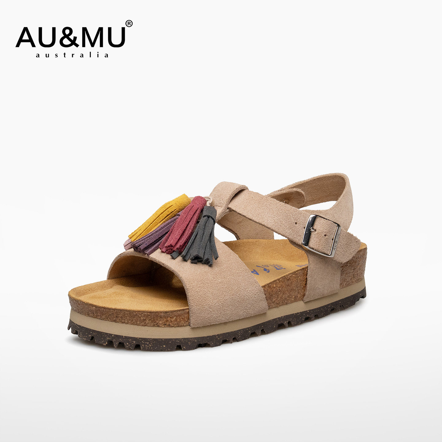 AUMU勃肯凉鞋软木厚底带后跟